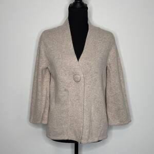 Lambswool Angora Blend Oatmeal Cardigan Quiet Luxury M